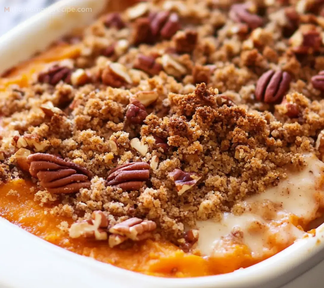 Easy Sweet Potato Casserole with Pecan Streusel Topping