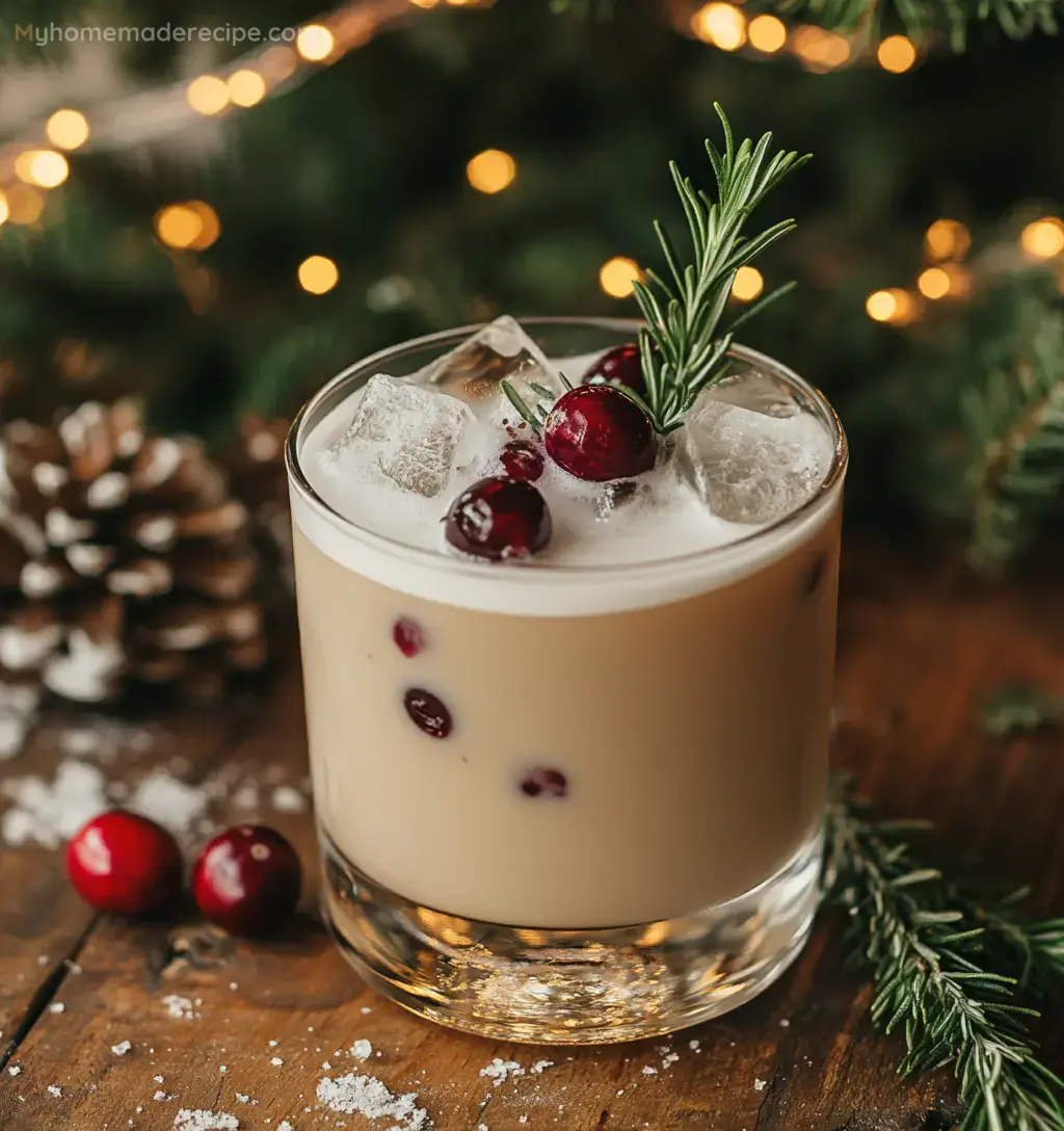 Festive White Christmas Punch in a Punch Bowl