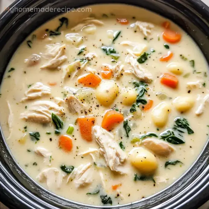 Creamy Crockpot Chicken Gnocchi Soup