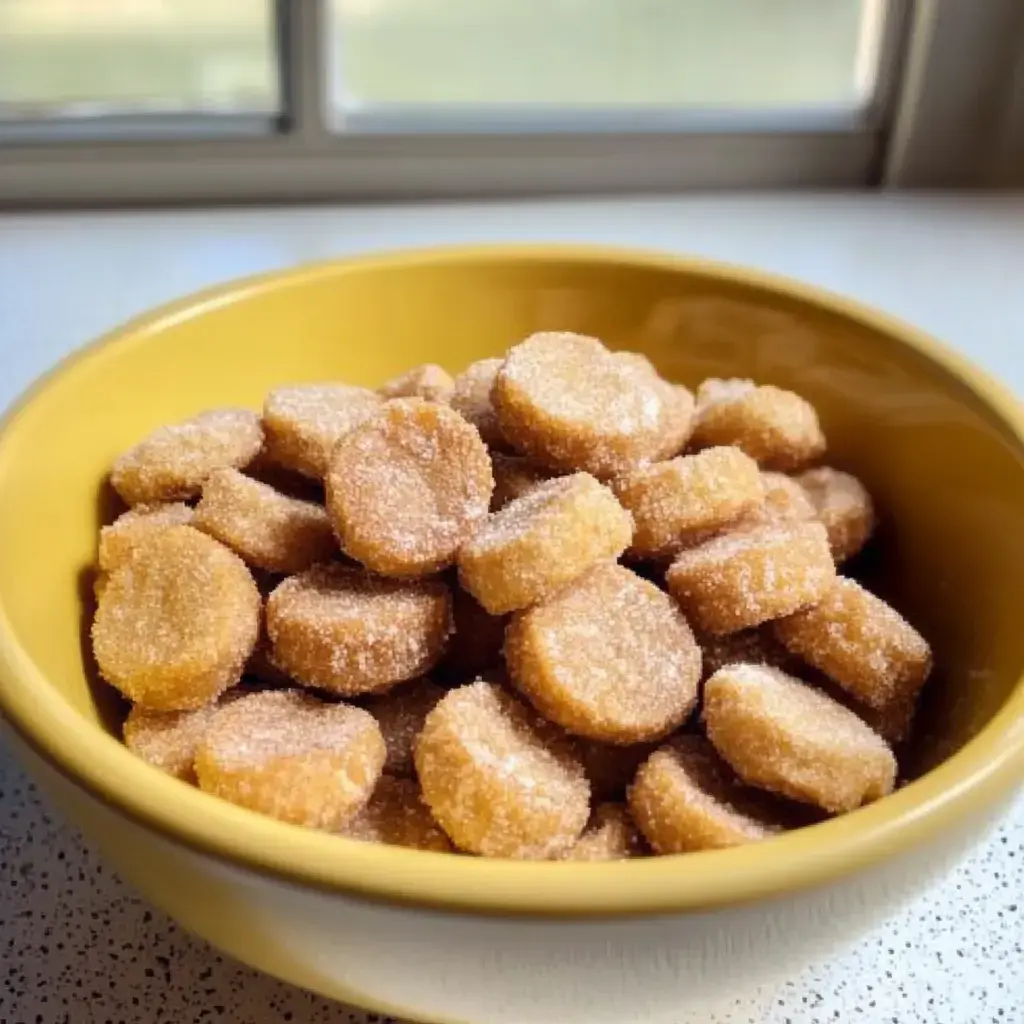 A yellow bowl filled with rounded, sugar-coated candy pieces.