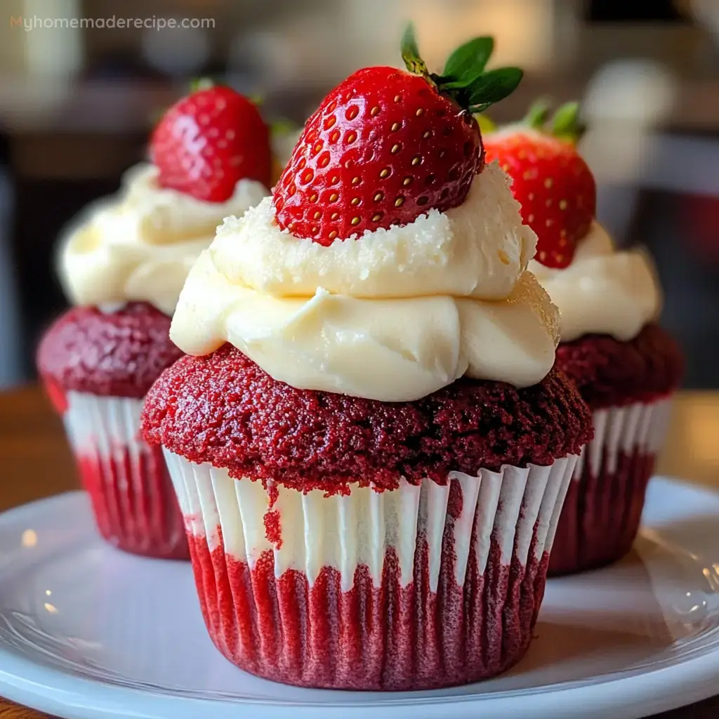 Strawberry Cheesecake Red Velvet Cupcakes