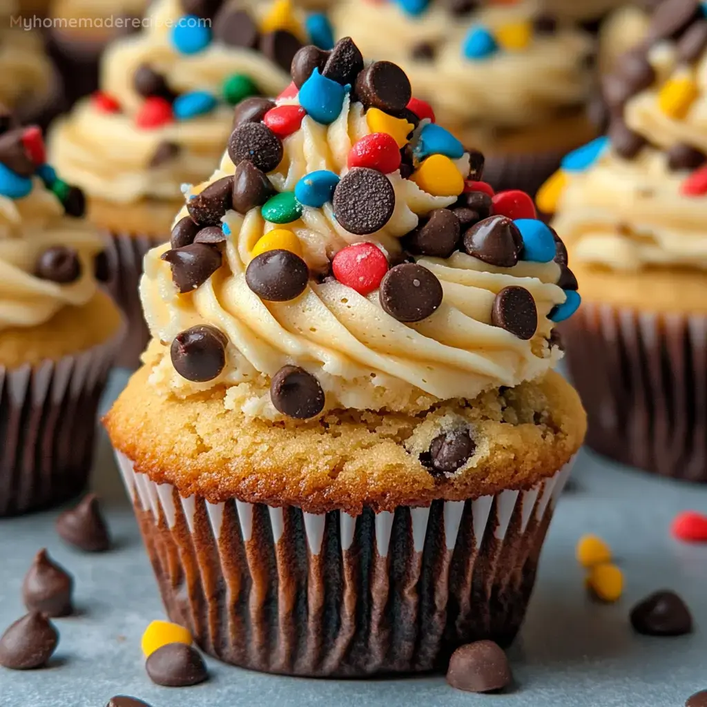 Monster Cookie Dough Cupcakes