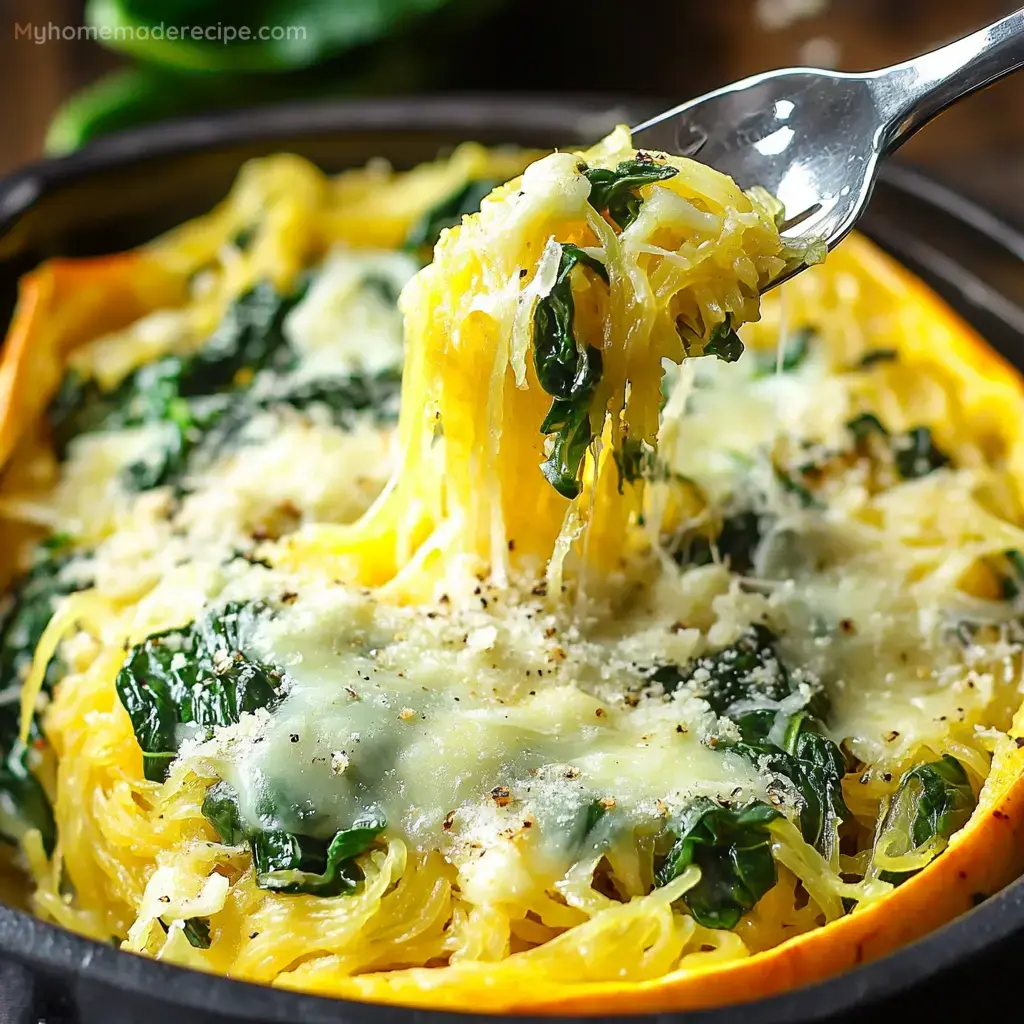 Cheesy Garlic Parmesan Spinach Spaghetti Squash