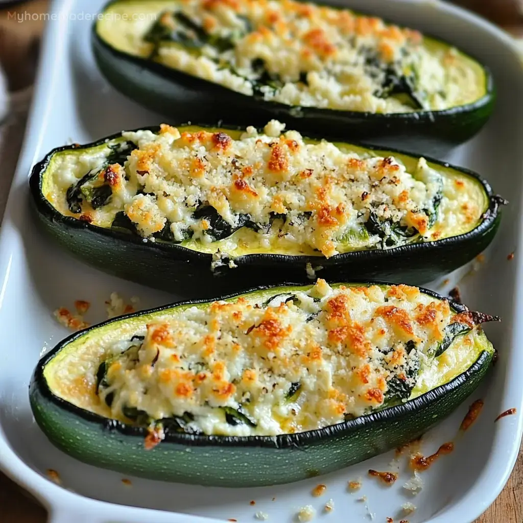 Stuffed Zucchini Boats With Ricotta And Spinach