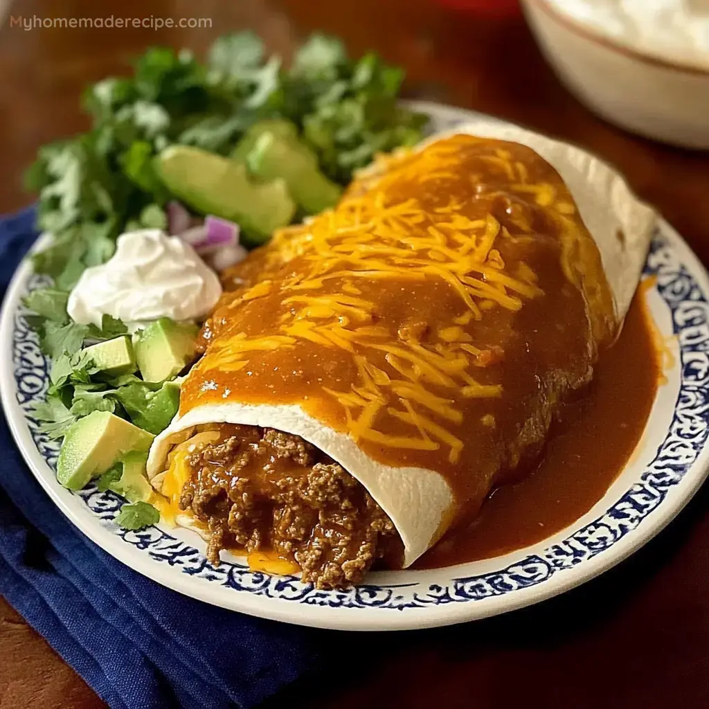 Beef And Bean Burritos Smothered With Red Chile Chimayo