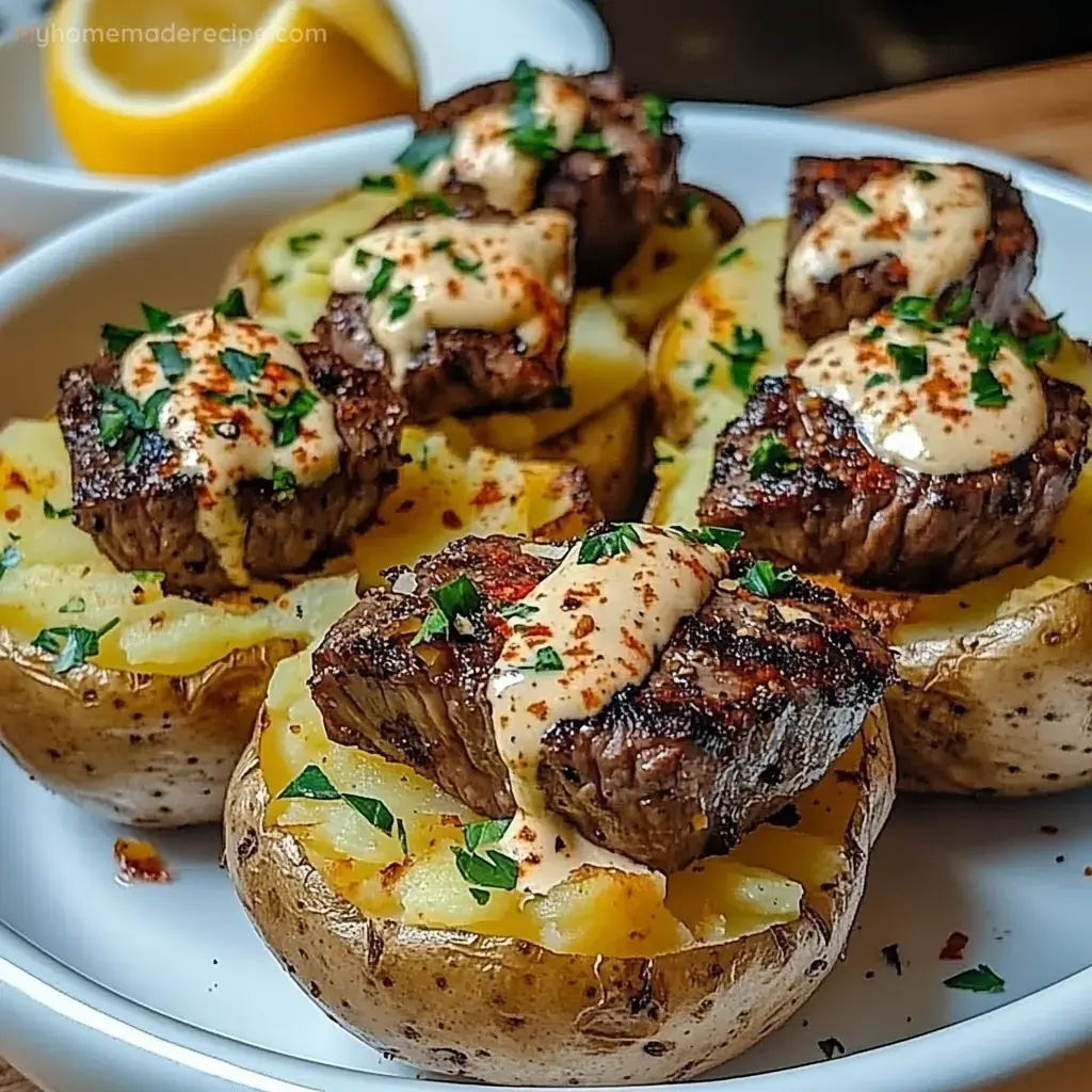 Loaded Baked Potato With Beef Bites