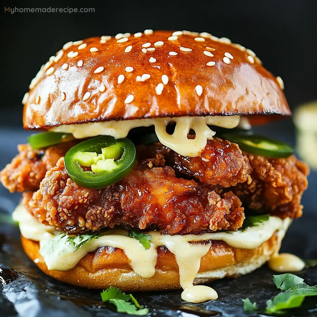 Jalapeno Honey Drenched Crispy Fried Chicken Sandwich