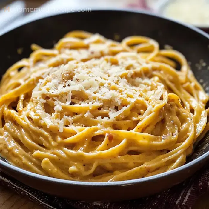 Smoky Pumpkin Fettuccine Alfredo with Parmesan