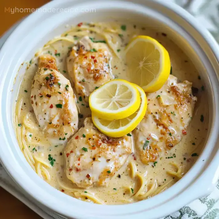 Creamy Lemon Garlic Chicken in Crock Pot