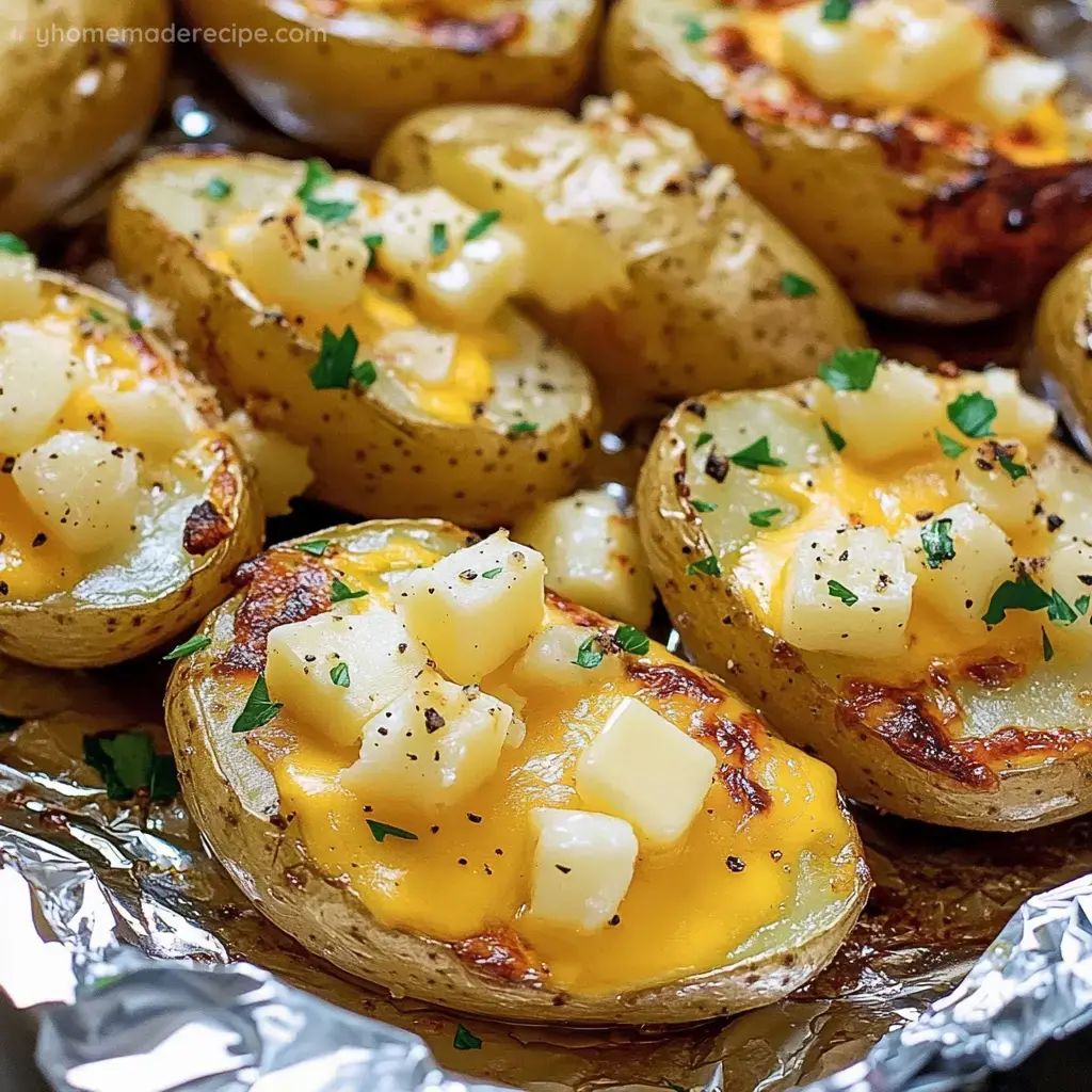 Ultimate Grilled Cheesy Garlic Potatoes