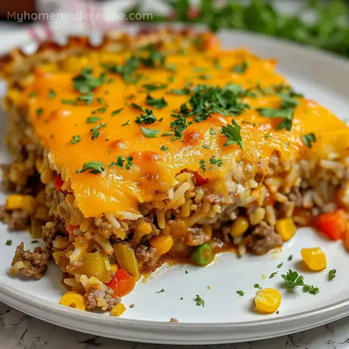 Cheesy Ground Beef and Rice Casserole