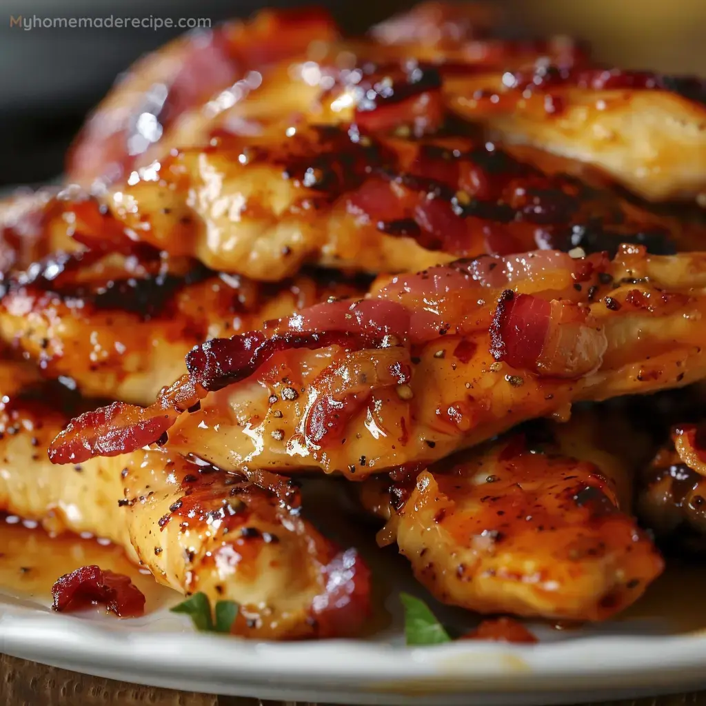 Juicy Bacon-Wrapped Chicken Tenders with a Brown Sugar Glaze.