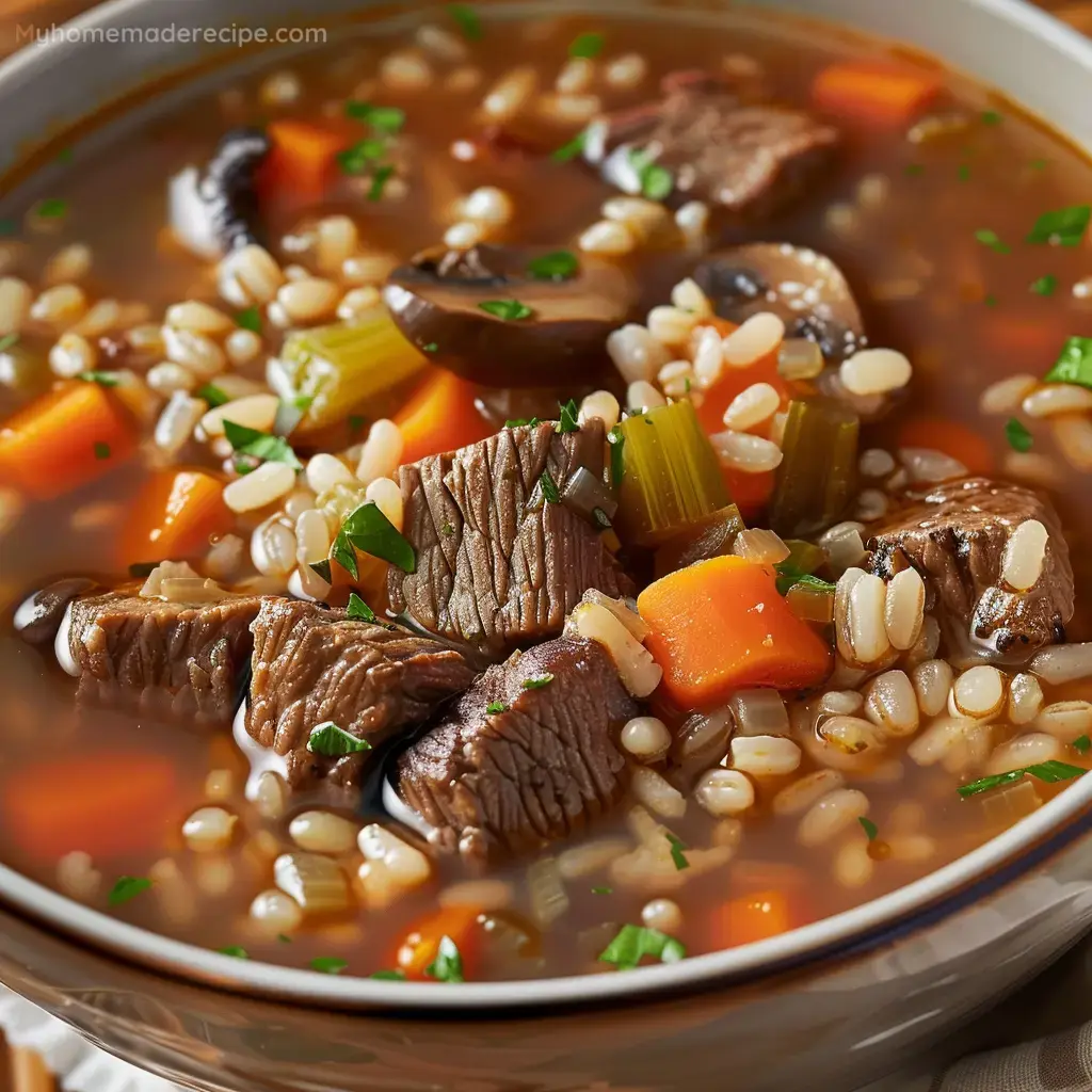 Bowl of Hearty Beef & Barley Soup