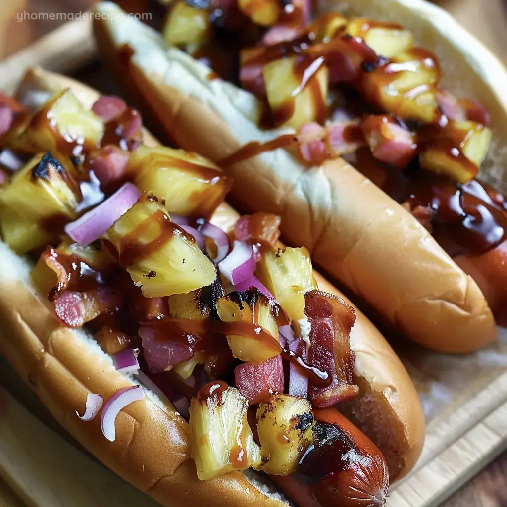 Hawaiian Hot Dog with Pineapple and Bacon