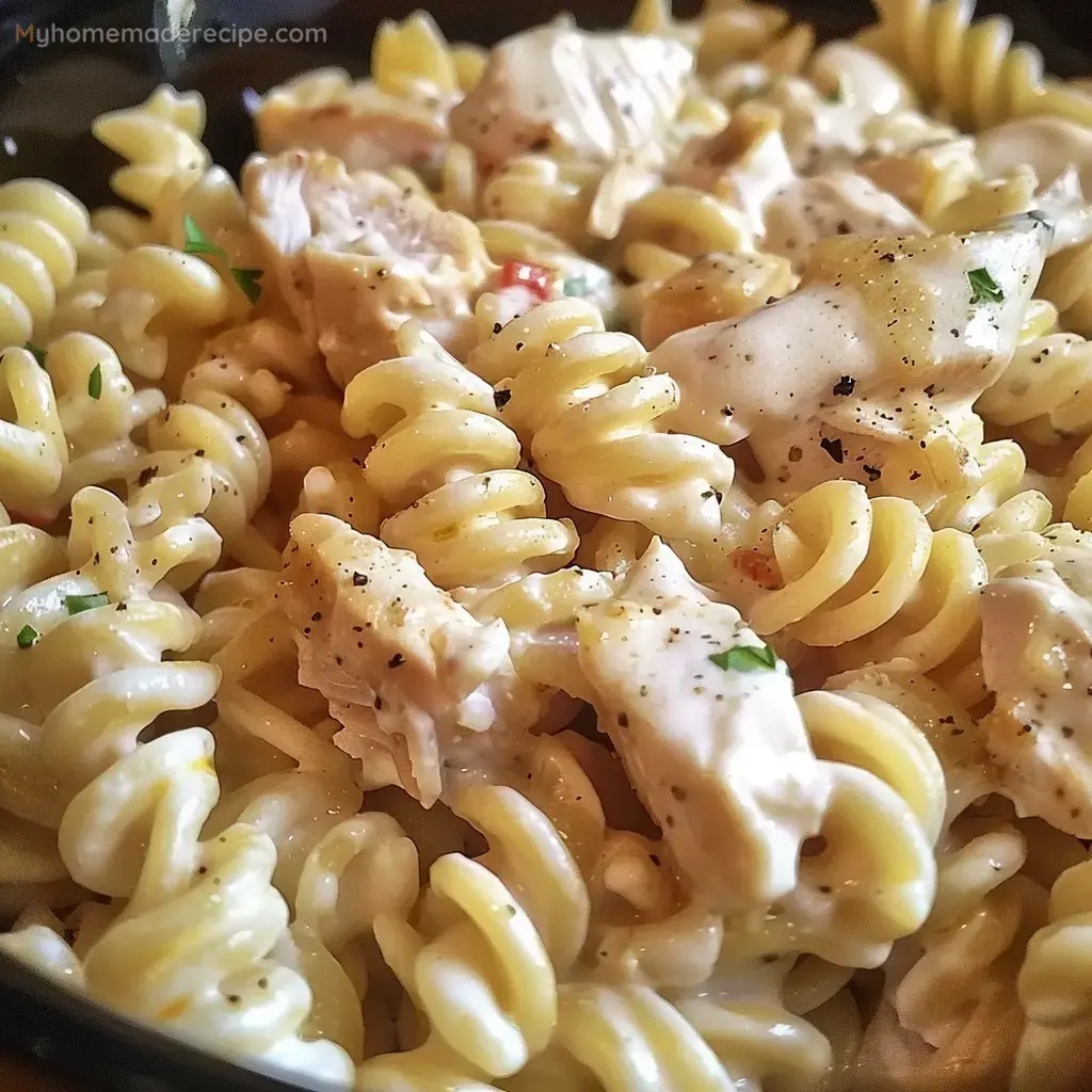 Crockpot Garlic Parmesan Chicken Pasta