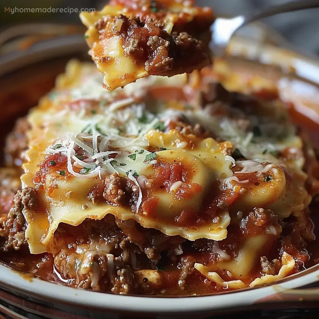 Crockpot Ravioli Lasagna