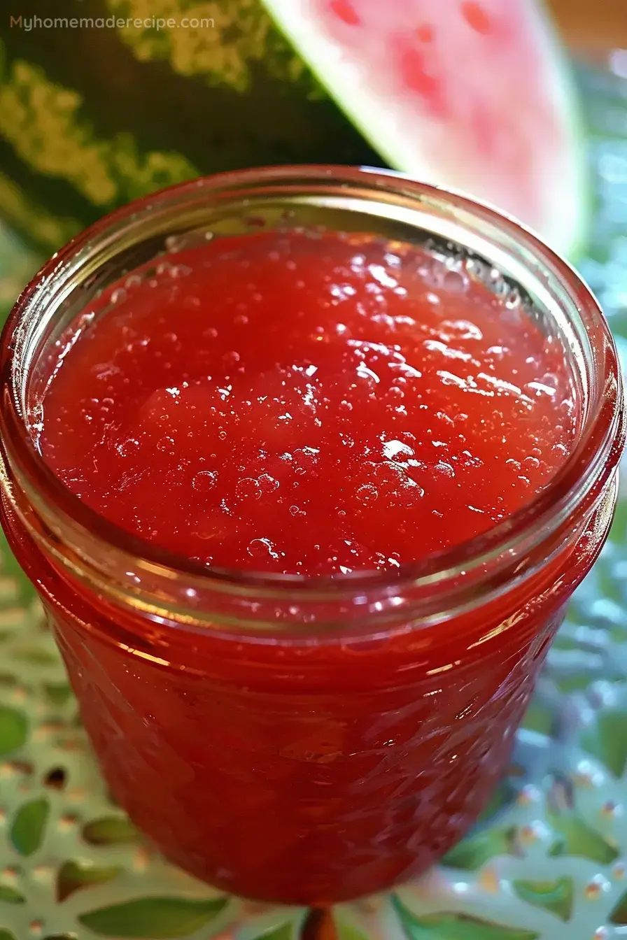 Jar of homemade watermelon jam