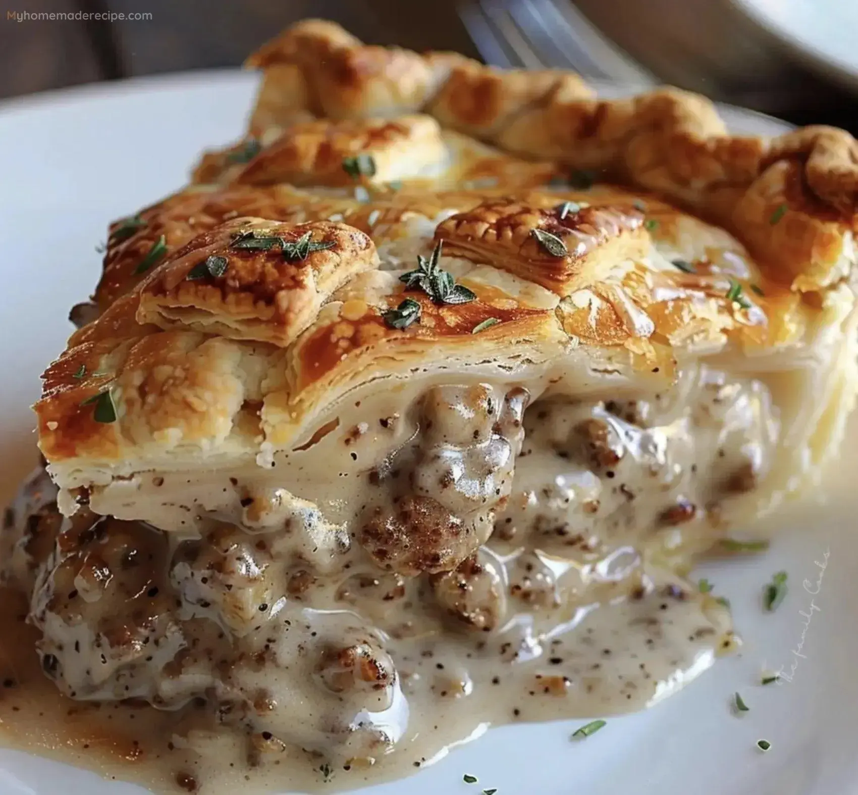 Sausage, Gravy, and Biscuit Pie