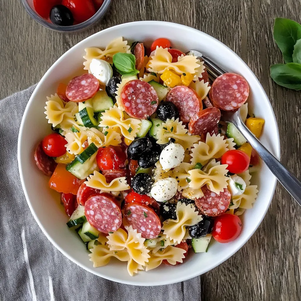 Easy Bow Tie Italian Pasta Salad Recipe - No Mayo - My Home Made Recipe