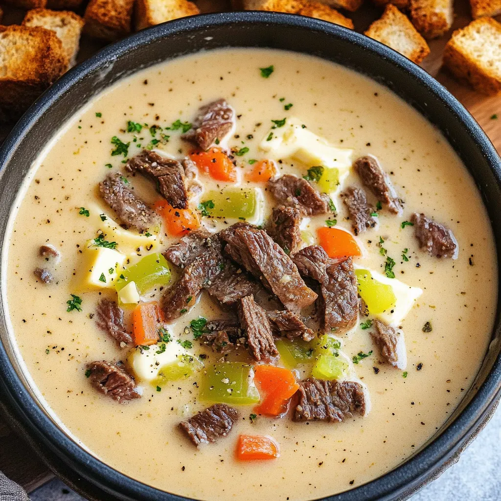 Philly Cheesesteak Soup