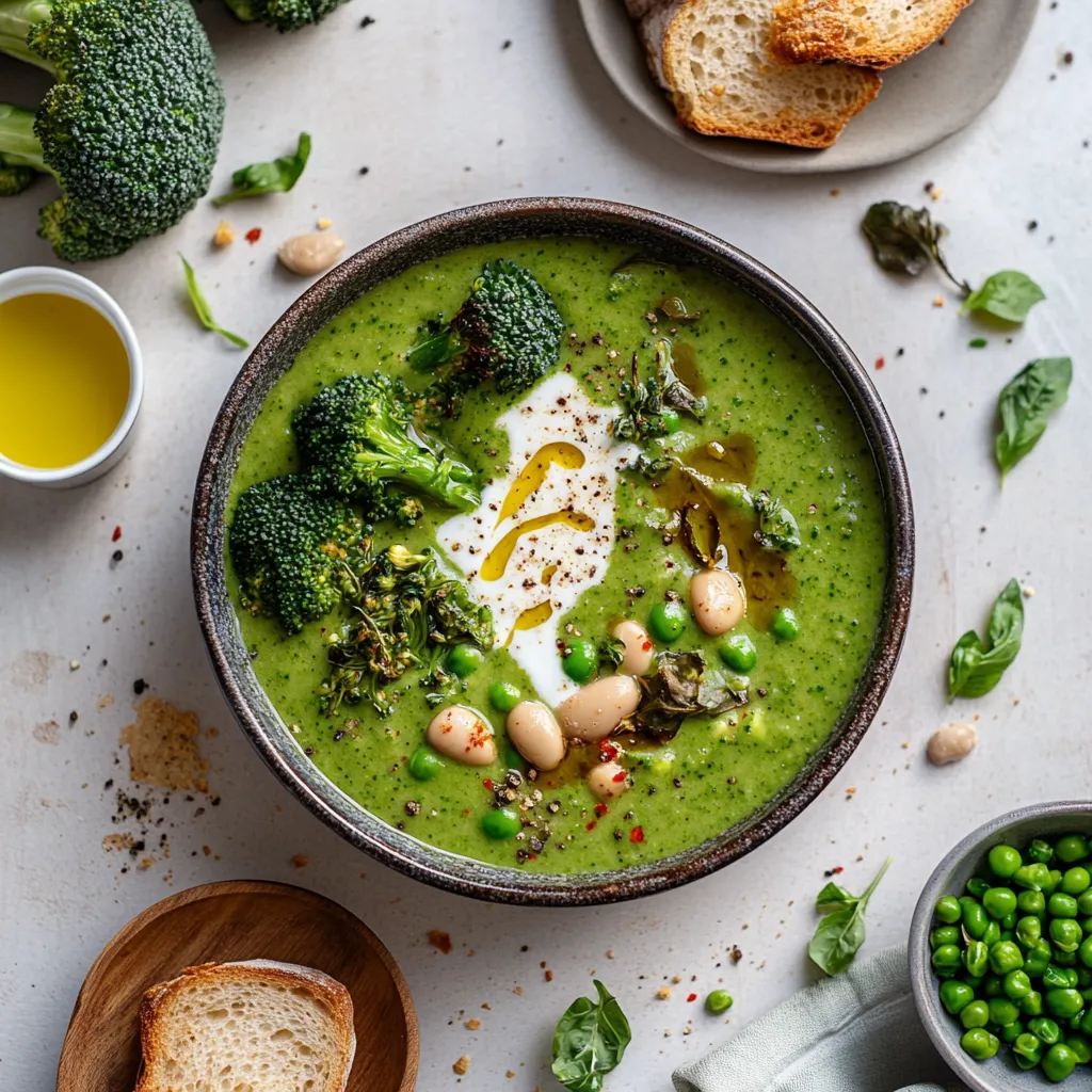 Vegan High-Protein Super Greens and Beans Soup