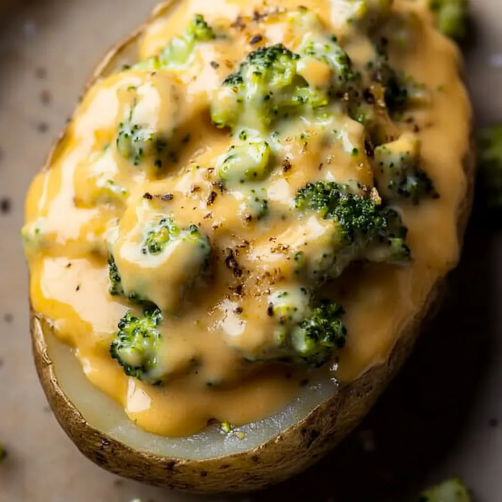 Cheesy Baked Potatoes with Broccoli Cheese Sauce