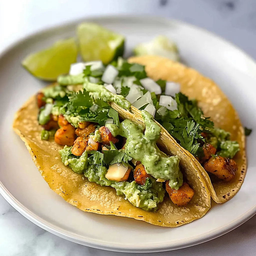 Close-up Green Goddess Tacos Recipe