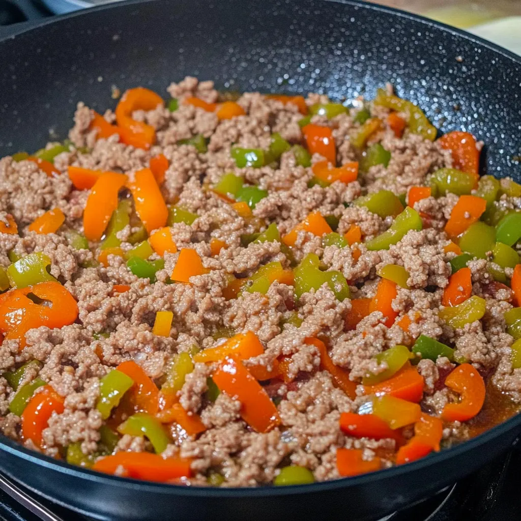 Close-up Unstuffed Pepper Skillet