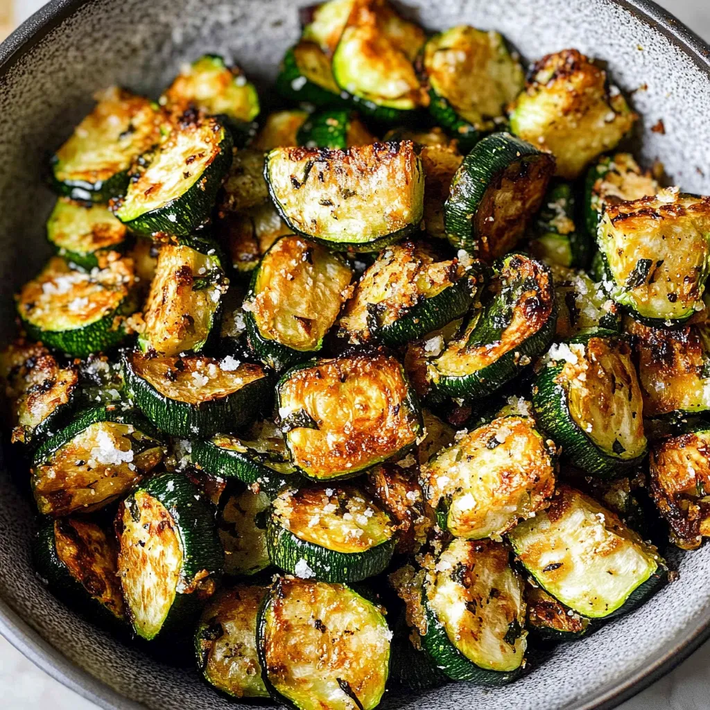 Crispy air fryer zucchini with a golden Parmesan panko topping