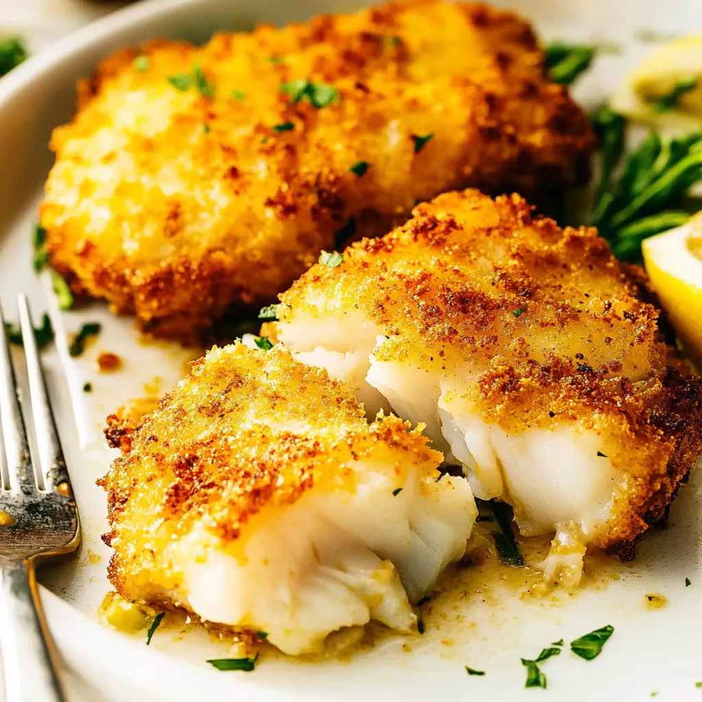 Close-up View of Crispy Parmesan Air Fryer Cod