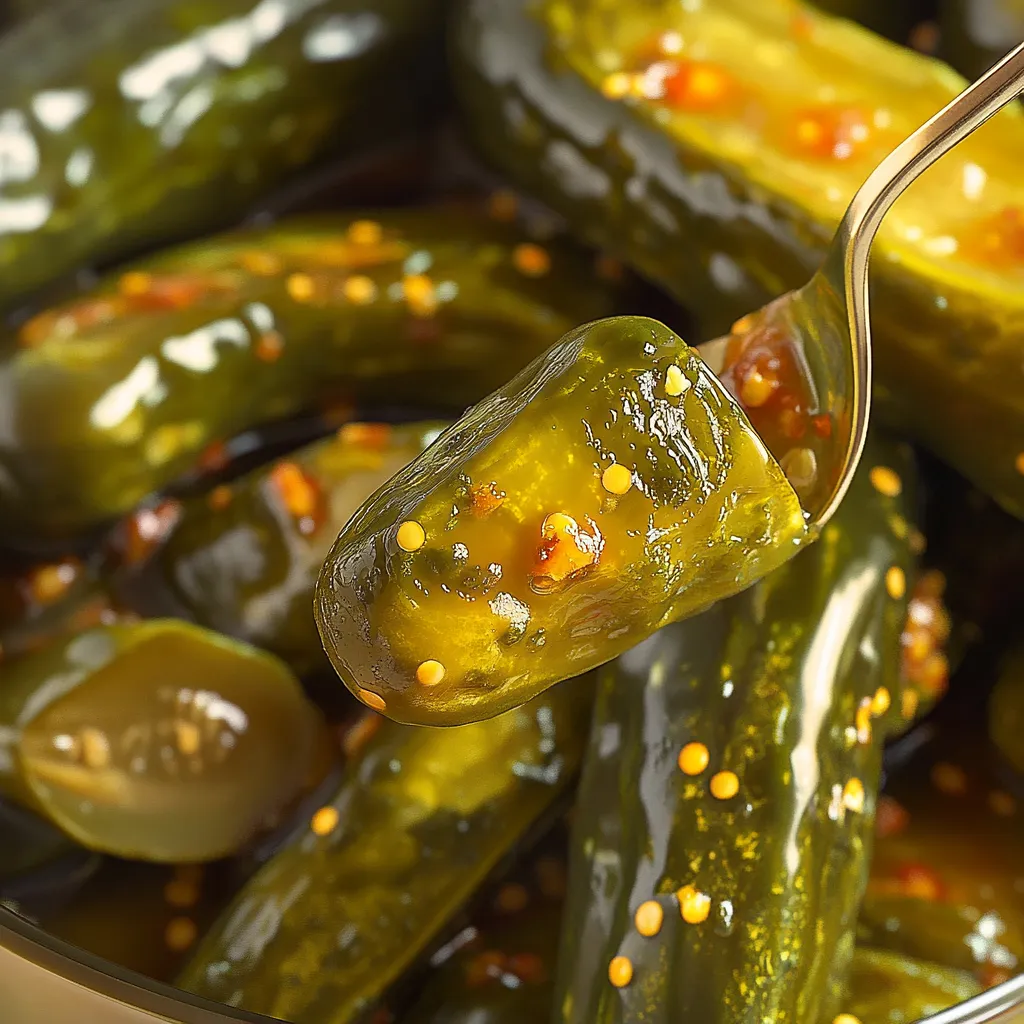 Homemade sweet heat pickles, combining sweetness and spice for a bold flavor experience.