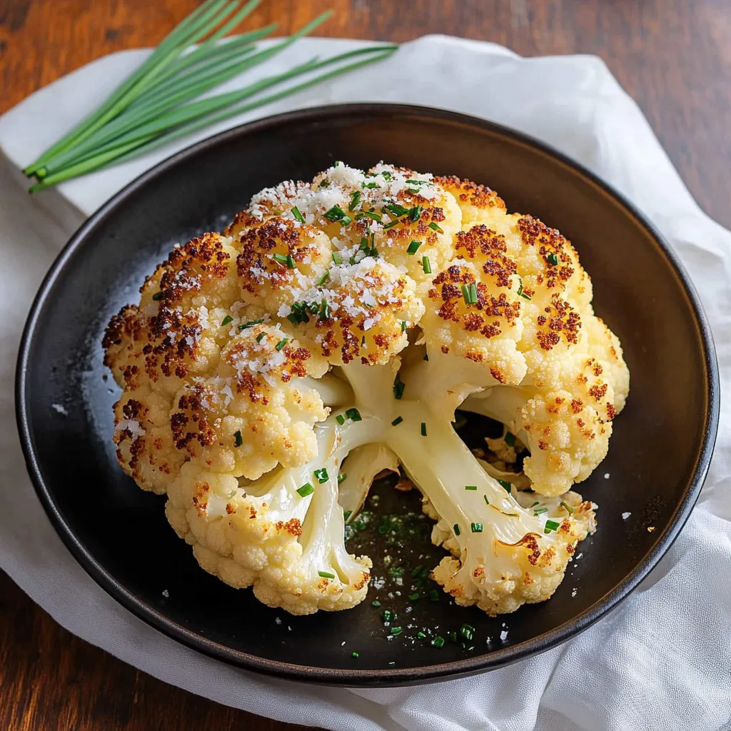 Tender Whole Roasted Cauliflower in Garlic Butter