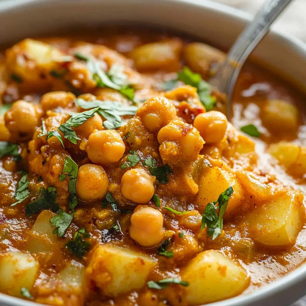 Flavorful chickpea and potato curry, a hearty and comforting vegan dish.