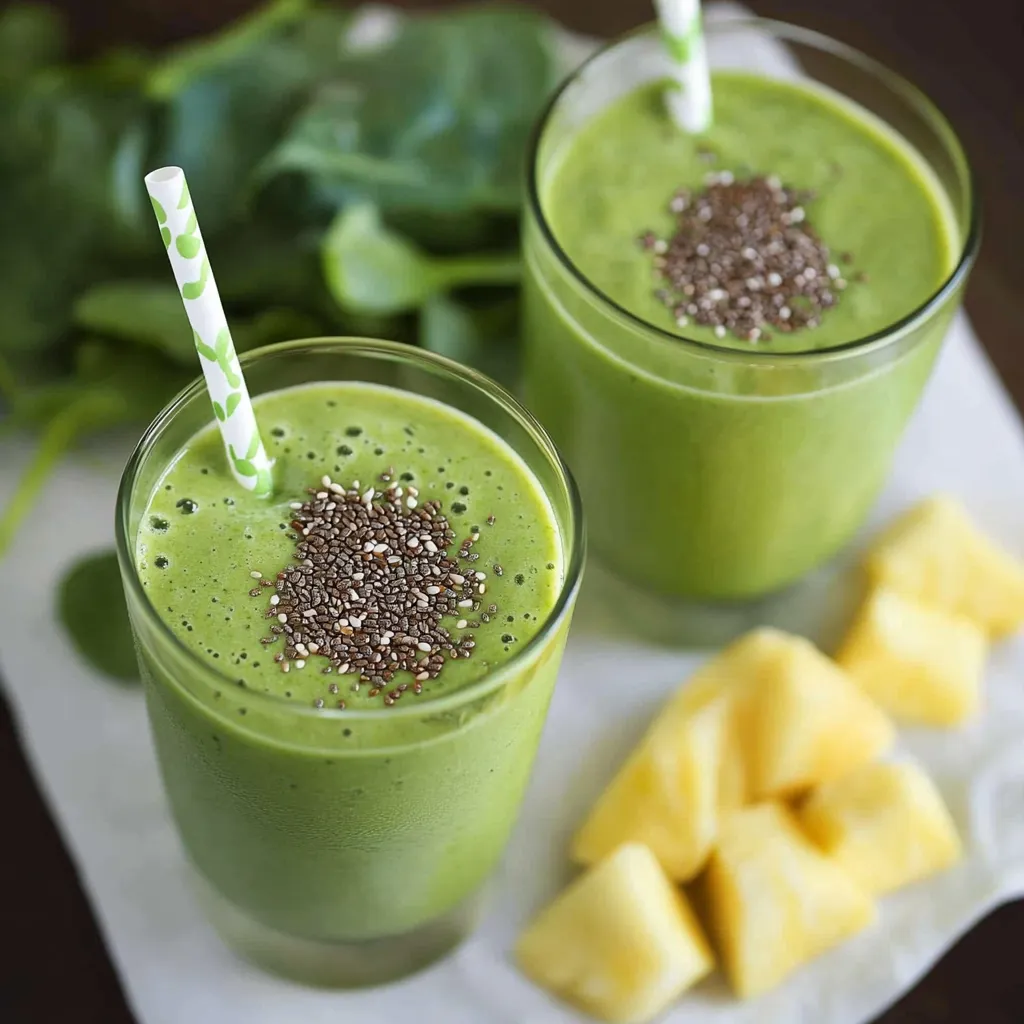 Delicious and nutritious green smoothie, perfect for starting your day.