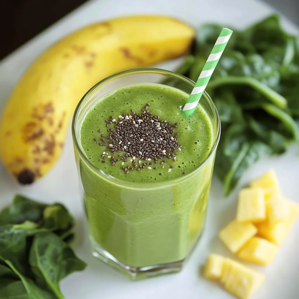 Simple green smoothie packed with vitamins and antioxidants, great for any time of day.