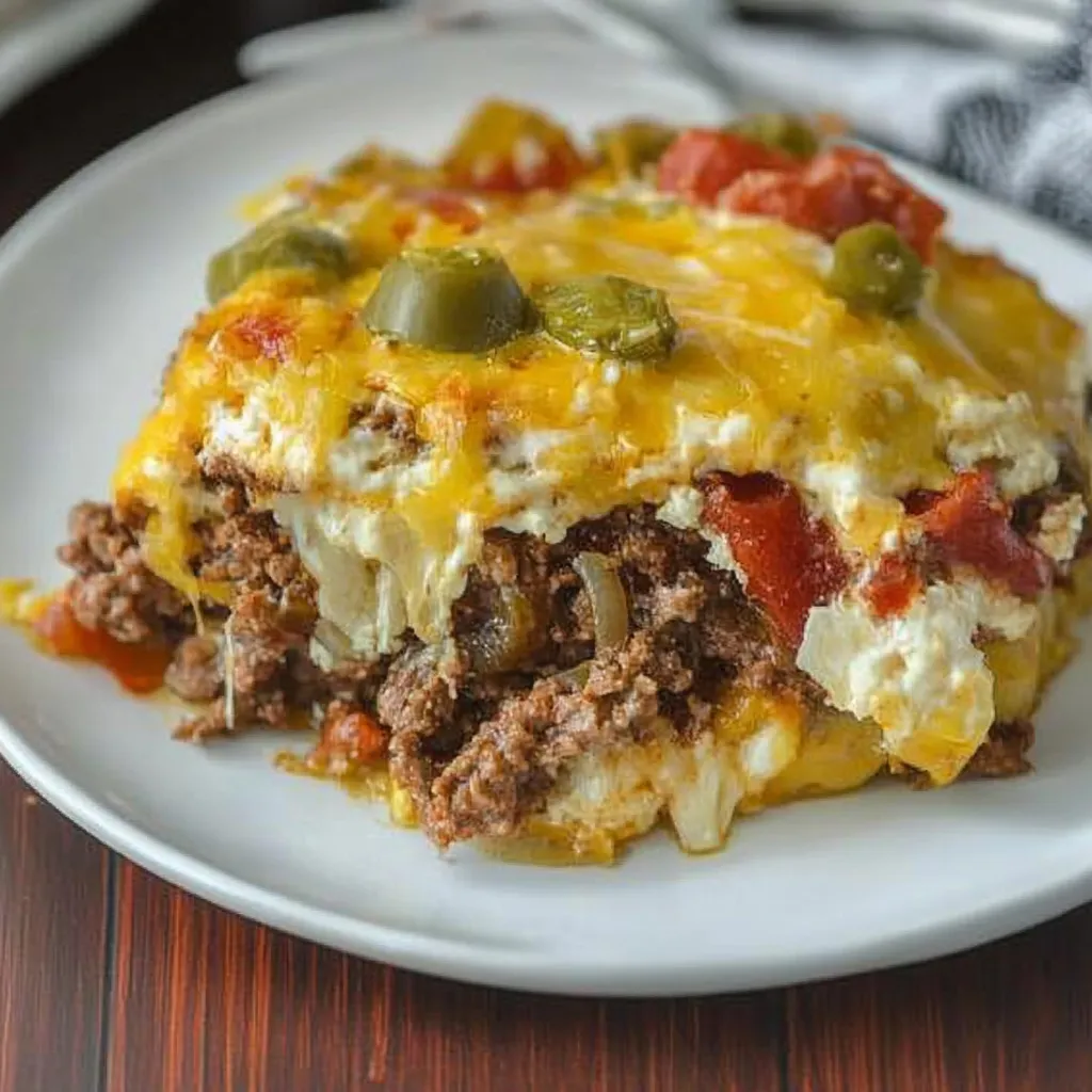 A white Plate of John Wayne Casserole Recipe