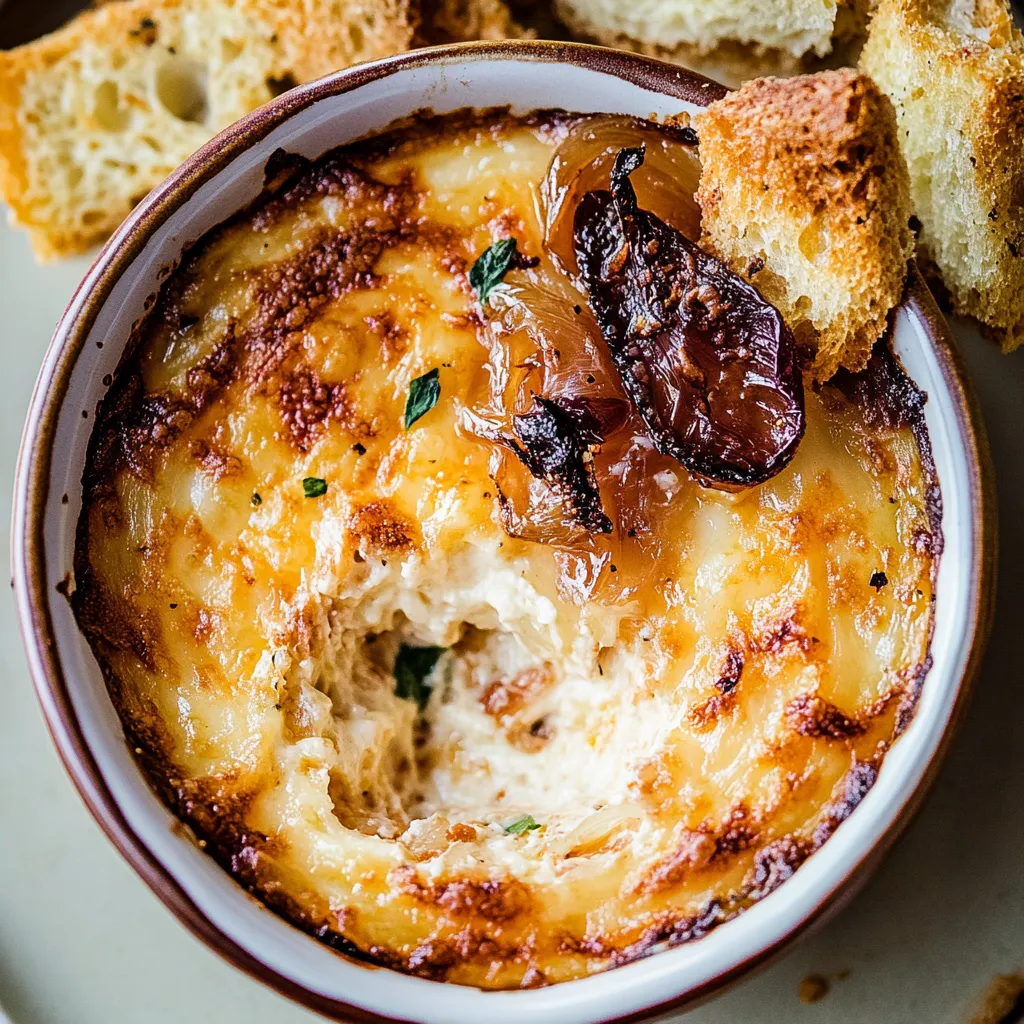 Cheesy Jammy Hot Caramelized Onion Dip with Gruyere Recipe