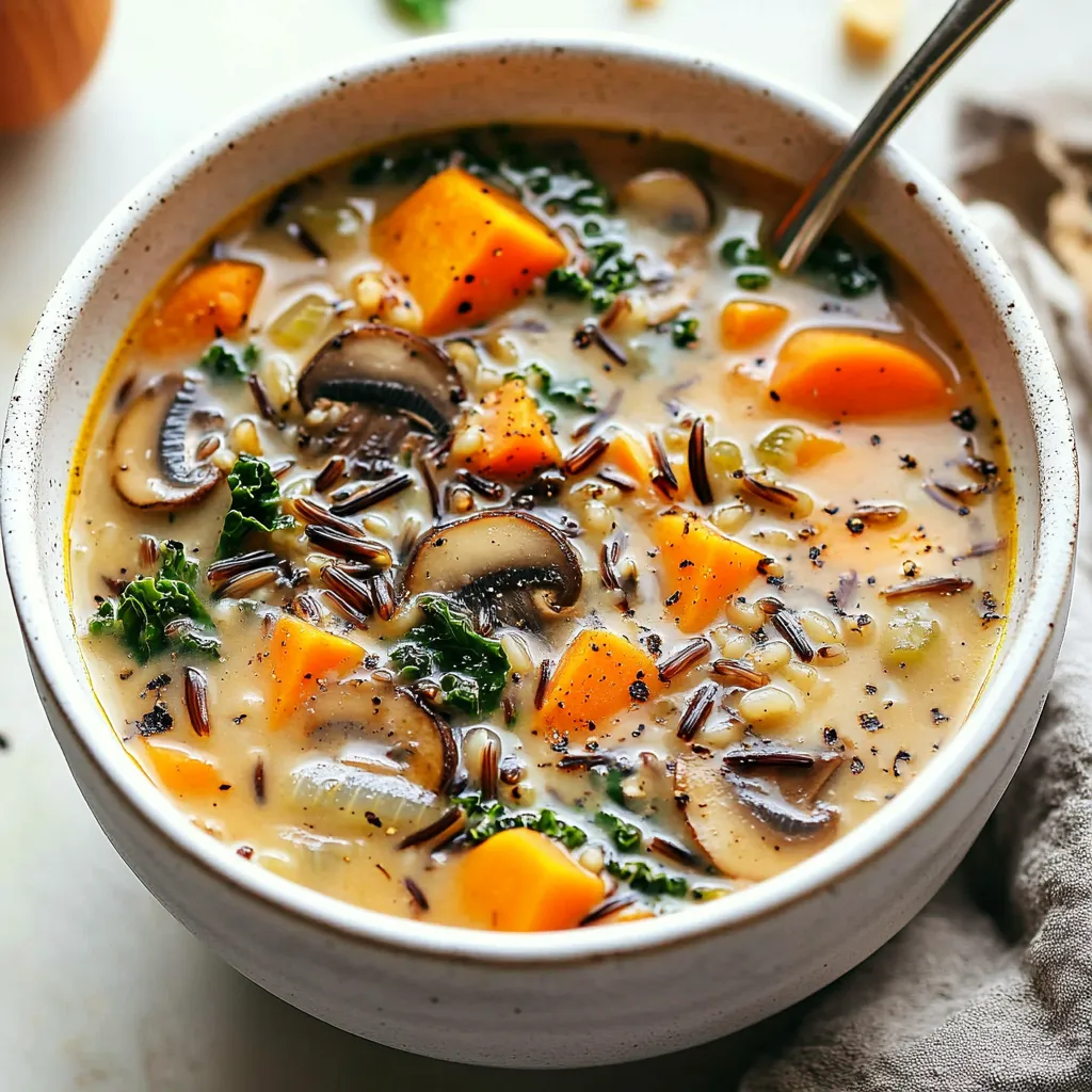 Cozy wild rice soup, a warm and flavorful dish perfect for chilly autumn days.