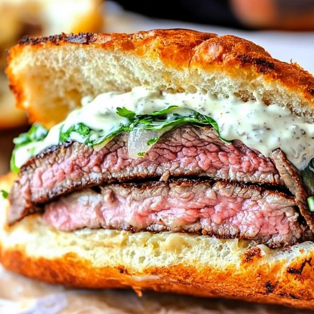 Delicious Steak Sandwich with Creamy Horseradish Sauce