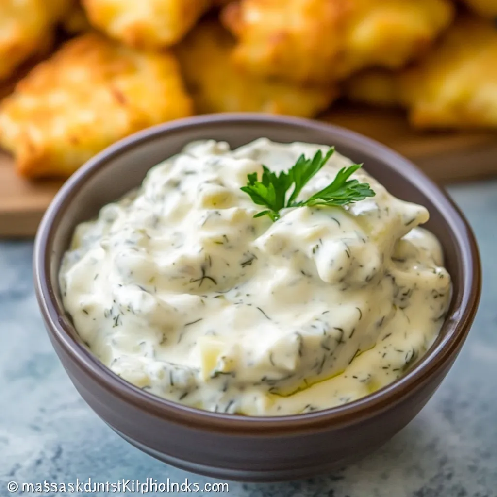 Creamy tartar sauce, a tangy and flavorful dip for seafood dishes.