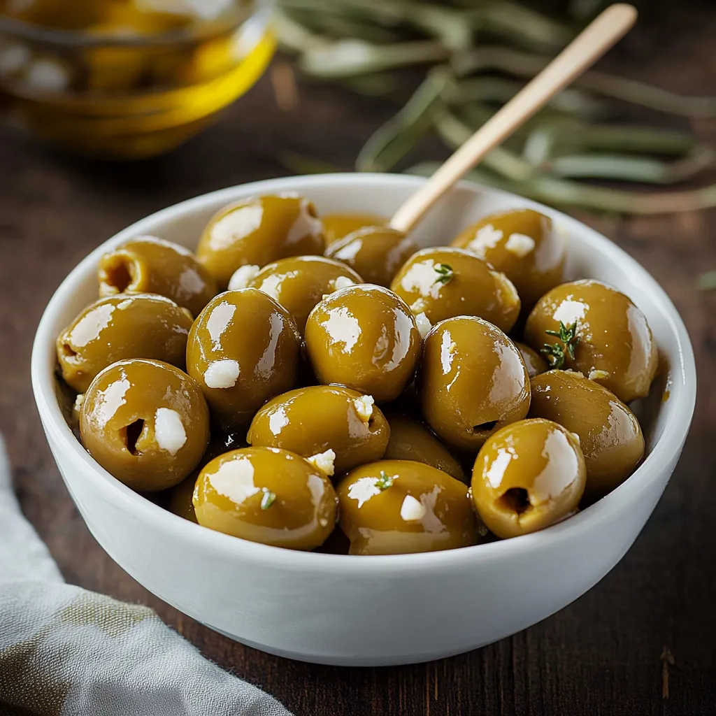 Stuffed olives, a simple and tasty bite-sized snack for any occasion.