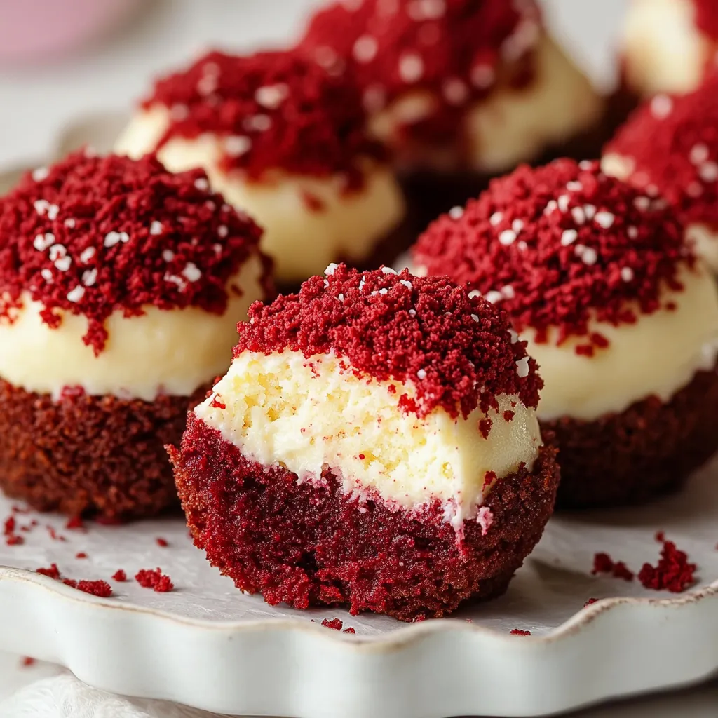 Creamy cheesecake bites with a red velvet twist, perfect for parties.