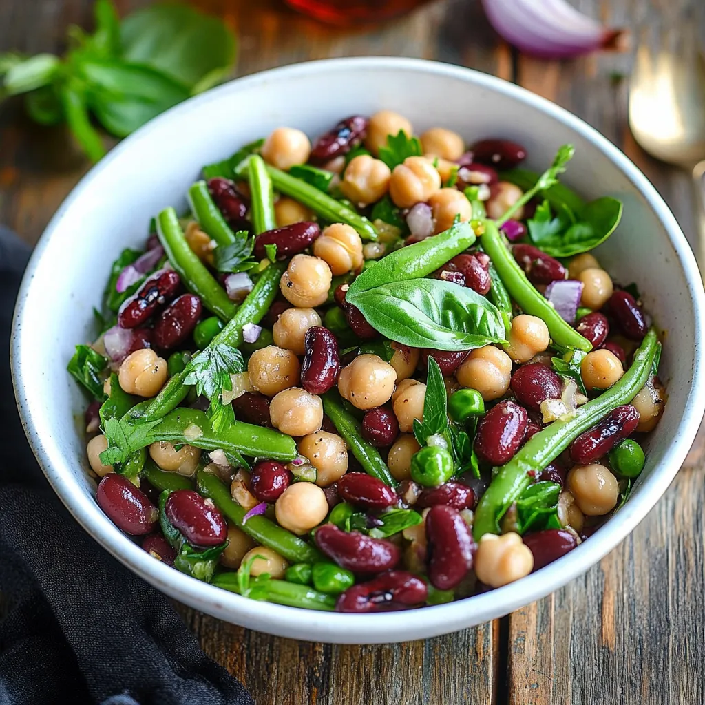 Quick and easy three bean salad, a fresh and flavorful dish in just 10 minutes.