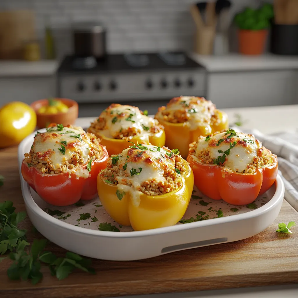 Tender bell peppers stuffed with hearty filling, a nutritious and delicious meal.