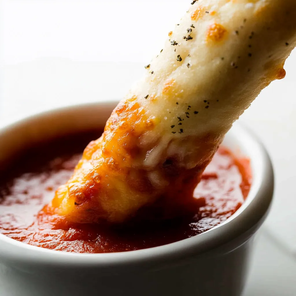 Cheesy Breadsticks Made from Pizza Dough in sauce