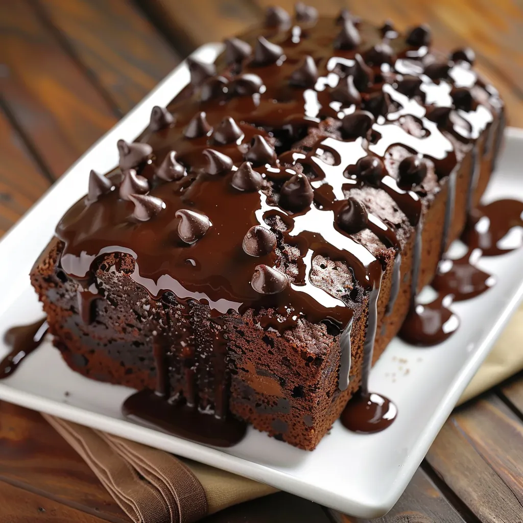 Hot fudge brownie bread with a gooey chocolate swirl, perfect for dessert or snacking.