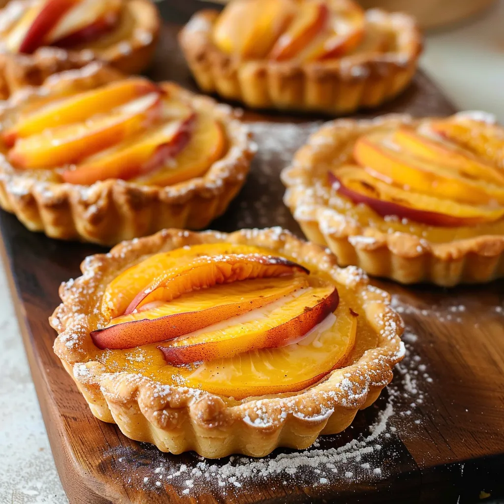 Creamy peach and cream cheese tarts, a perfect treat for any occasion.