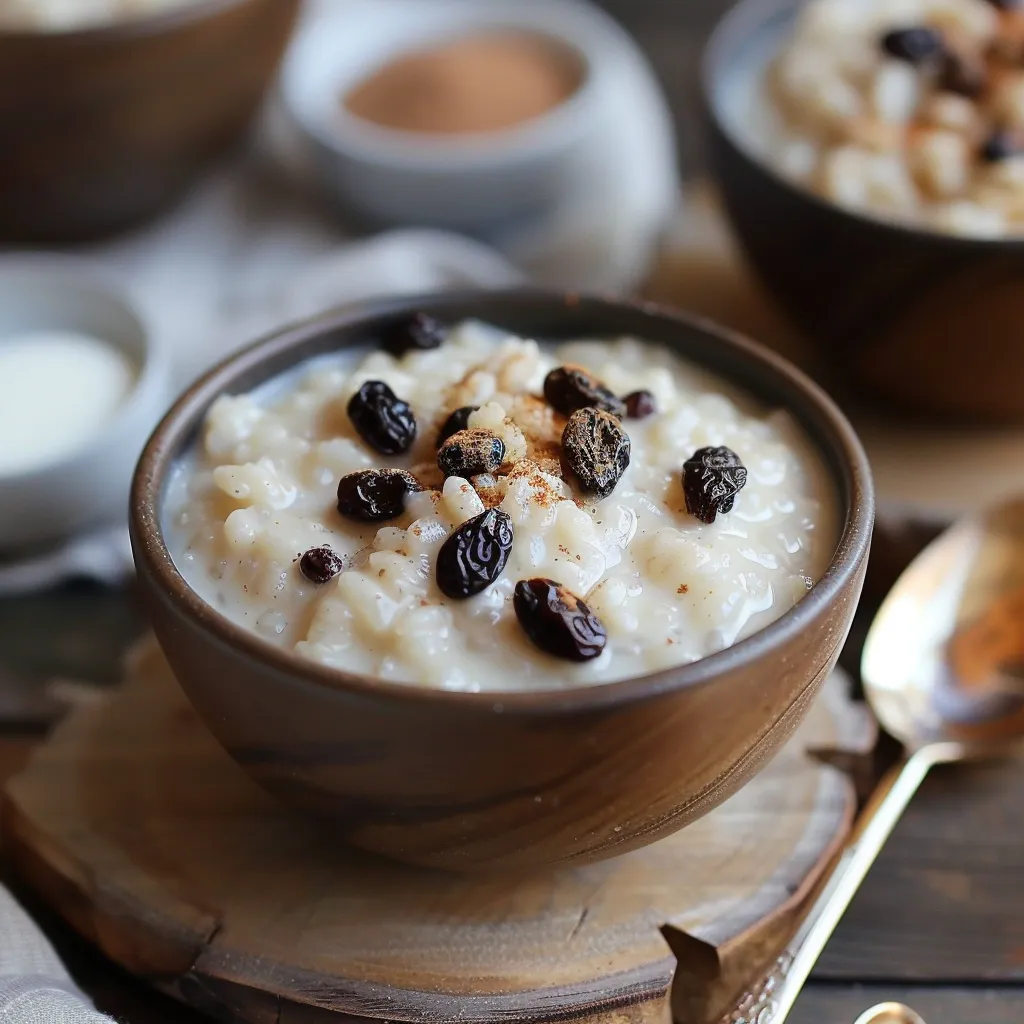 Smooth rice pudding, a timeless dessert made with simple ingredients.