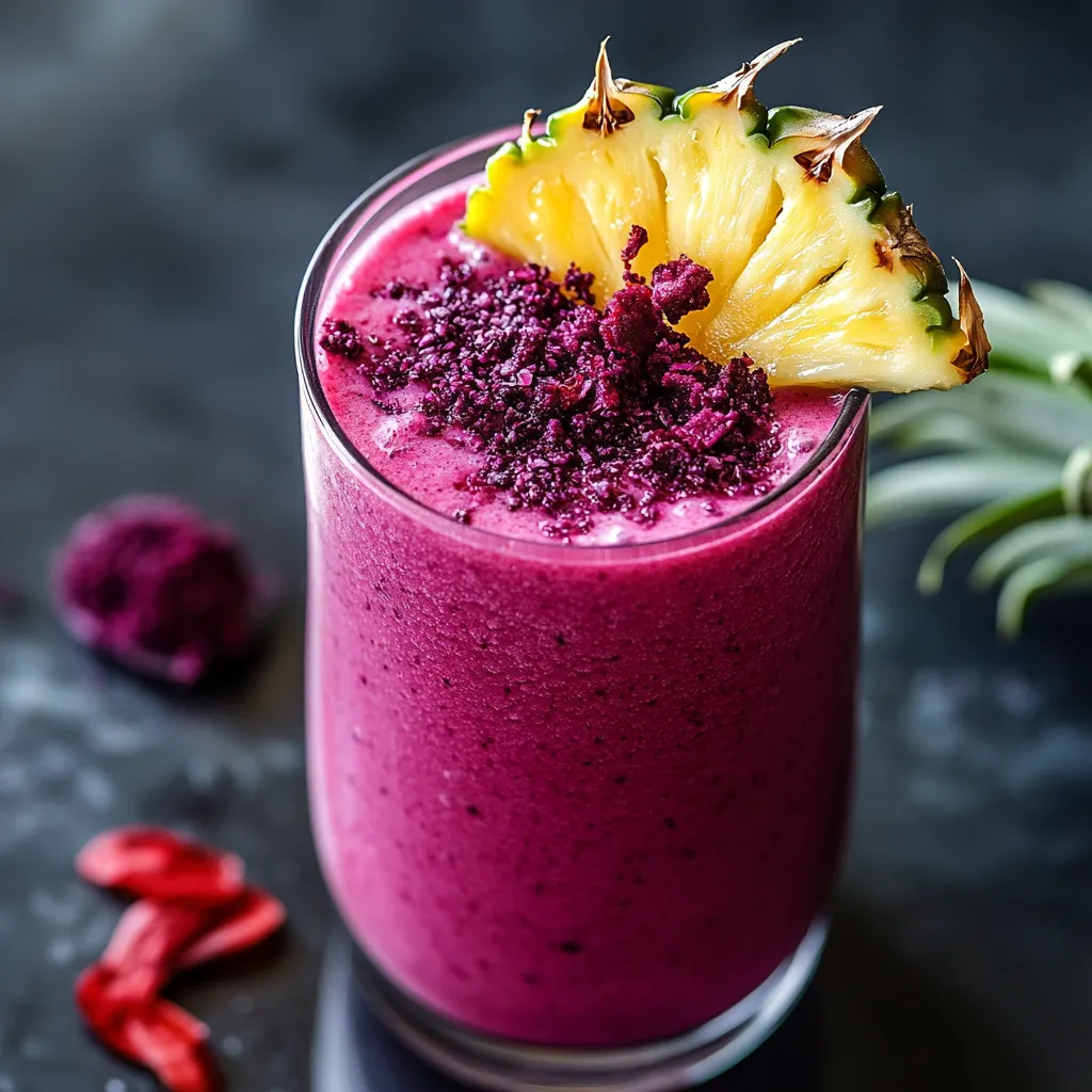 Tropical hibiscus tea and pineapple smoothie, a perfect blend of tart and sweet.