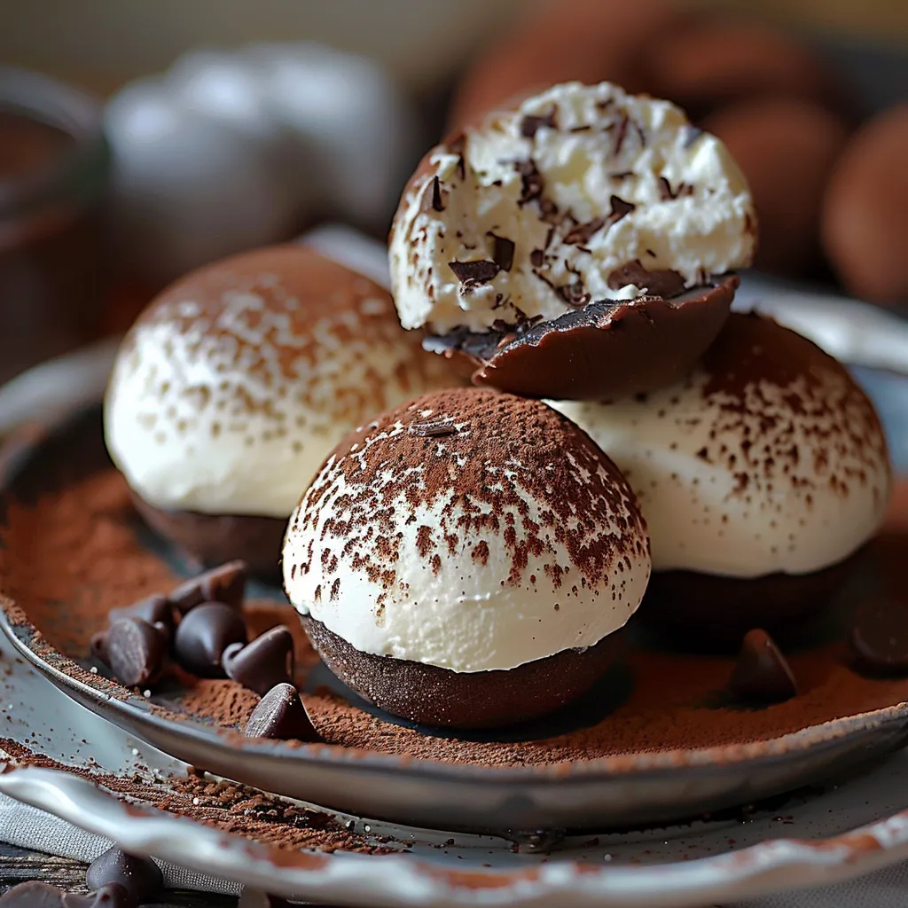 Decadent tiramisu truffles coated in cocoa, perfect for coffee and chocolate lovers.